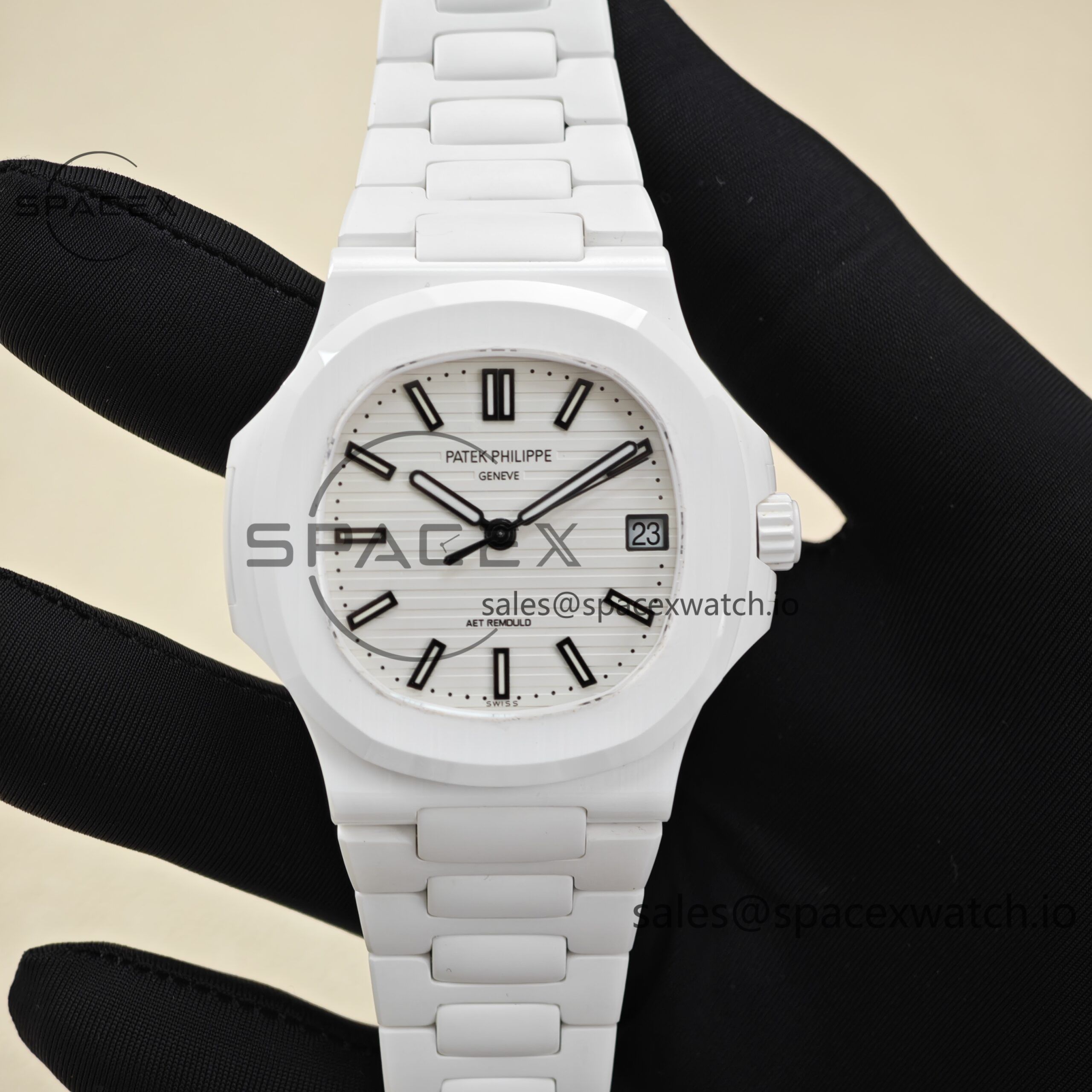 IMG_20250503_234635 AET Patek Philippe 5711 white ceramic, original data 1:1 customized high-end white ceramic case and strap, customized best alternative white dial, hands, calendar, equipped with ACE324 integrated movement. - Image 1