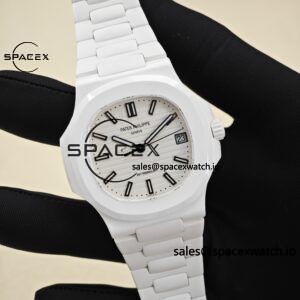 AET Patek Philippe 5711 white ceramic, original data 1:1 customized high-end white ceramic case and strap, customized best alternative white dial, hands, calendar, equipped with ACE324 integrated movement. - Image 6