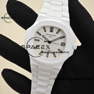 AET Patek Philippe 5711 white ceramic, original data 1:1 customized high-end white ceramic case and strap, customized best alternative white dial, hands, calendar, equipped with ACE324 integrated movement. - Image 7