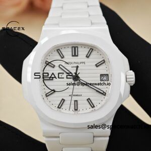 AET Patek Philippe 5711 white ceramic, original data 1:1 customized high-end white ceramic case and strap, customized best alternative white dial, hands, calendar, equipped with ACE324 integrated movement. - Image 8