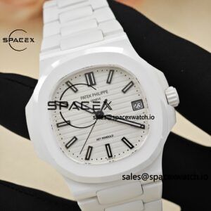 AET Patek Philippe 5711 white ceramic, original data 1:1 customized high-end white ceramic case and strap, customized best alternative white dial, hands, calendar, equipped with ACE324 integrated movement. - Image 9