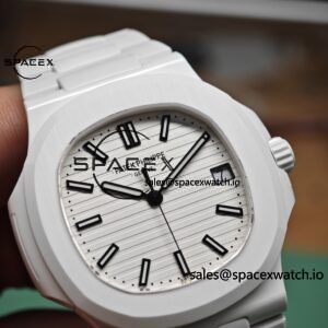AET Patek Philippe 5711 white ceramic, original data 1:1 customized high-end white ceramic case and strap, customized best alternative white dial, hands, calendar, equipped with ACE324 integrated movement. - Image 36