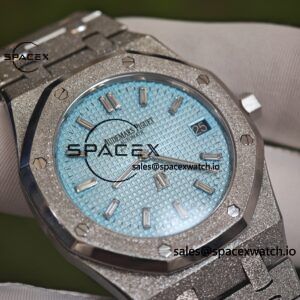 AP Royal Oak 39mm Frost Gold 15202, custom imported to replace the ice blue dial and calendar. The entire watch is made of frost gold technology, wrapped in 18K white gold treatment, and equipped with a self-produced 2121 movement - Image 13