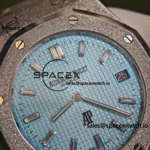 AP Royal Oak 39mm Frost Gold 15202, custom imported to replace the ice blue dial and calendar. The entire watch is made of frost gold technology, wrapped in 18K white gold treatment, and equipped with a self-produced 2121 movement - Image 14