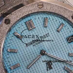 AP Royal Oak 39mm Frost Gold 15202, custom imported to replace the ice blue dial and calendar. The entire watch is made of frost gold technology, wrapped in 18K white gold treatment, and equipped with a self-produced 2121 movement - Image 15