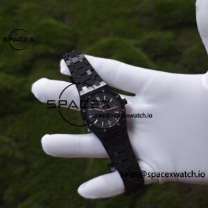 AP Royal Oak 34mm black ceramic 77350, customized imported dial, hands, and calendar. Customized black ceramic case and strap, super cloned 5800 movement - Image 3