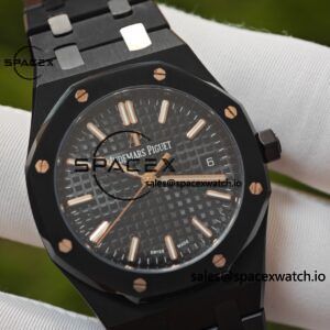AP Royal Oak 34mm black ceramic 77350, customized imported dial, hands, and calendar. Customized black ceramic case and strap, super cloned 5800 movement - Image 8