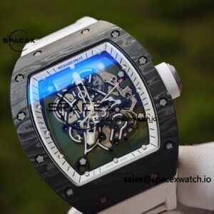 ZF version. 1:1 Customized Best Version RM-055 Asia Limited Edition, Titanium Rubber Case, RMUL2 Movement, White Natural Rubber Strap, High Transparency Curved Sapphire Crystal, Titanium Buckle - Image 9