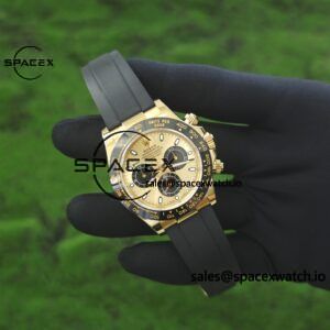 Rolex Daytona 116518 Yuwen Le custom 1:1 best gold dial, best alternative pointer, 18K original color gold-plated case buckle, Oysterflex strap, Dandong 4130 movement - Image 3