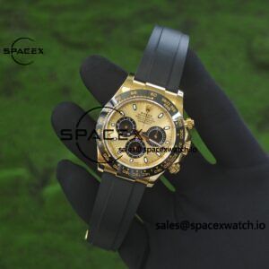 Rolex Daytona 116518 Yuwen Le custom 1:1 best gold dial, best alternative pointer, 18K original color gold-plated case buckle, Oysterflex strap, Dandong 4130 movement - Image 4