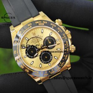 Rolex Daytona 116518 Yuwen Le custom 1:1 best gold dial, best alternative pointer, 18K original color gold-plated case buckle, Oysterflex strap, Dandong 4130 movement - Image 6