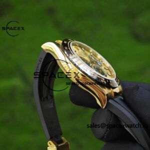 Rolex Daytona 116518 Yuwen Le custom 1:1 best gold dial, best alternative pointer, 18K original color gold-plated case buckle, Oysterflex strap, Dandong 4130 movement - Image 11