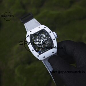 1: 1. Customized Richard Mille RM-055 white ceramic, titanium rubber inner shell, Vaucher RMUL2 super movement, canvas Velcro strap - Image 3