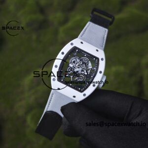 1: 1. Customized Richard Mille RM-055 white ceramic, titanium rubber inner shell, Vaucher RMUL2 super movement, canvas Velcro strap - Image 4