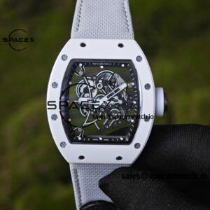 1: 1. Customized Richard Mille RM-055 white ceramic, titanium rubber inner shell, Vaucher RMUL2 super movement, canvas Velcro strap - Image 5