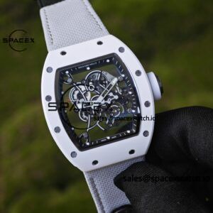 1: 1. Customized Richard Mille RM-055 white ceramic, titanium rubber inner shell, Vaucher RMUL2 super movement, canvas Velcro strap - Image 6