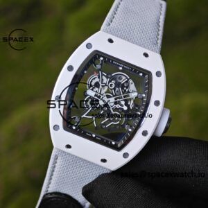 1: 1. Customized Richard Mille RM-055 white ceramic, titanium rubber inner shell, Vaucher RMUL2 super movement, canvas Velcro strap - Image 7
