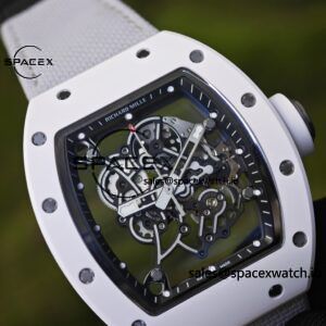 1: 1. Customized Richard Mille RM-055 white ceramic, titanium rubber inner shell, Vaucher RMUL2 super movement, canvas Velcro strap - Image 8