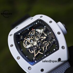 1: 1. Customized Richard Mille RM-055 white ceramic, titanium rubber inner shell, Vaucher RMUL2 super movement, canvas Velcro strap - Image 9