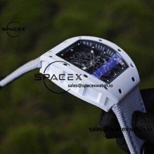 1: 1. Customized Richard Mille RM-055 white ceramic, titanium rubber inner shell, Vaucher RMUL2 super movement, canvas Velcro strap - Image 14