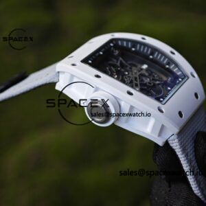 1: 1. Customized Richard Mille RM-055 white ceramic, titanium rubber inner shell, Vaucher RMUL2 super movement, canvas Velcro strap - Image 15