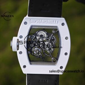 1: 1. Customized Richard Mille RM-055 white ceramic, titanium rubber inner shell, Vaucher RMUL2 super movement, canvas Velcro strap - Image 16