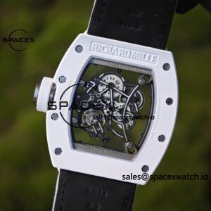 1: 1. Customized Richard Mille RM-055 white ceramic, titanium rubber inner shell, Vaucher RMUL2 super movement, canvas Velcro strap - Image 17