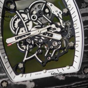Richard Mir RM055 (Americas only), original data 1:1 customized best carbon fiber material case, genuine Parmigiani movement modified RMUL2 movement, white natural rubber strap, high transparency curved sapphire crystal, titanium buckle - Image 11