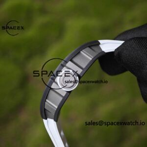 Richard Mir RM055 (Americas only), original data 1:1 customized best carbon fiber material case, genuine Parmigiani movement modified RMUL2 movement, white natural rubber strap, high transparency curved sapphire crystal, titanium buckle - Image 17