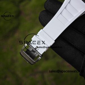Richard Mir RM055 (Americas only), original data 1:1 customized best carbon fiber material case, genuine Parmigiani movement modified RMUL2 movement, white natural rubber strap, high transparency curved sapphire crystal, titanium buckle - Image 22