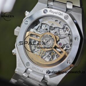 Customized AP Royal Oak 26240BC, featuring the best alternative blue dial, date display, and alternative hands. Handmade inlaid with jewelry grade natural sapphire outer ring, CNC 1:1 customized case, strap, and clasp. The entire watch is crafted with 18K white gold plating. The best 4401 integrated movement currently available on the market - Image 14