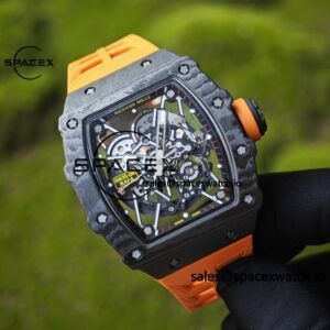 Richard Mille RM35-02 Orange, Customized Parmigiani Movement, Customized Imported Carbon Fiber Case, Paired with Orange Imported Natural Rubber Strap, 1:1 Customized Titanium Buckle - Image 6
