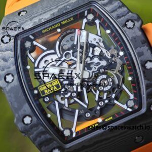 Richard Mille RM35-02 Orange, Customized Parmigiani Movement, Customized Imported Carbon Fiber Case, Paired with Orange Imported Natural Rubber Strap, 1:1 Customized Titanium Buckle - Image 8