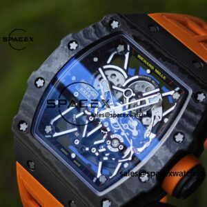 Richard Mille RM35-02 Orange, Customized Parmigiani Movement, Customized Imported Carbon Fiber Case, Paired with Orange Imported Natural Rubber Strap, 1:1 Customized Titanium Buckle - Image 9