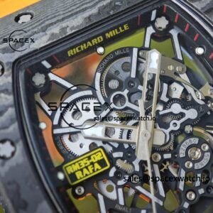 Richard Mille RM35-02 Orange, Customized Parmigiani Movement, Customized Imported Carbon Fiber Case, Paired with Orange Imported Natural Rubber Strap, 1:1 Customized Titanium Buckle - Image 10