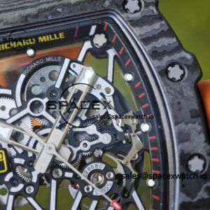 Richard Mille RM35-02 Orange, Customized Parmigiani Movement, Customized Imported Carbon Fiber Case, Paired with Orange Imported Natural Rubber Strap, 1:1 Customized Titanium Buckle - Image 14