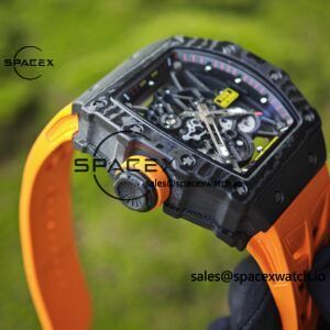 Richard Mille RM35-02 Orange, Customized Parmigiani Movement, Customized Imported Carbon Fiber Case, Paired with Orange Imported Natural Rubber Strap, 1:1 Customized Titanium Buckle - Image 17