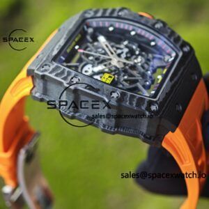 Richard Mille RM35-02 Orange, Customized Parmigiani Movement, Customized Imported Carbon Fiber Case, Paired with Orange Imported Natural Rubber Strap, 1:1 Customized Titanium Buckle - Image 18