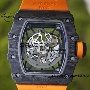 Richard Mille RM35-02 Orange, Customized Parmigiani Movement, Customized Imported Carbon Fiber Case, Paired with Orange Imported Natural Rubber Strap, 1:1 Customized Titanium Buckle - Image 19