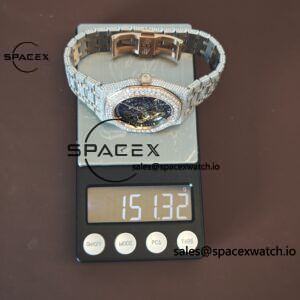Customized full diamond AP Royal Oak 15407, the entire watch is handmade with moissanite diamonds, and the case and strap have undergone secondary polishing. 3132 integrated movement - Image 23