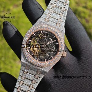 Customized full diamond AP Royal Oak 15407, the entire watch is handmade with moissanite diamonds, and the case and strap have undergone secondary polishing. 3132 integrated movement - Image 7