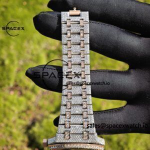Customized full diamond AP Royal Oak 15407, the entire watch is handmade with moissanite diamonds, and the case and strap have undergone secondary polishing. 3132 integrated movement - Image 17