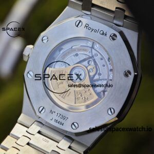 The Audemars Piguet AP15400 features a white dial, modified with GEN white dial, hands, calendar, and mirror. The case and strap undergo secondary polishing and grinding, as well as the 3120 integrated movement - Image 14