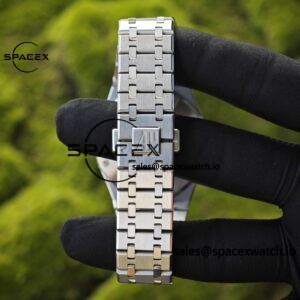 The Audemars Piguet AP15400 features a white dial, modified with GEN white dial, hands, calendar, and mirror. The case and strap undergo secondary polishing and grinding, as well as the 3120 integrated movement - Image 20
