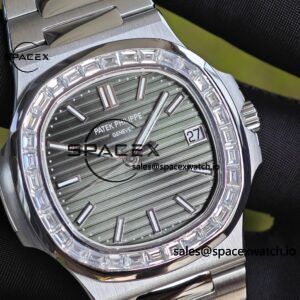 (Regular customization) Patek Philippe 5711 green dial, diamond bezel, customized best alternative dial pointer calendar, German CNC technology 1:1 customized 316L stainless steel case and strap, hand inlaid diamond bezel, Dandong 324 integrated movement - Image 9