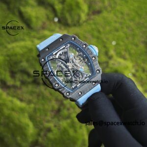 Richard Mille RM53-01 Polo Tourbillon, Integrated Movement, 1:1 Customized Imported Carbon Fiber Case, Paired with Blue Canvas Strap, Velcro Buckle - Image 3