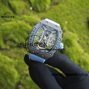 Richard Mille RM53-01 Polo Tourbillon, Integrated Movement, 1:1 Customized Imported Carbon Fiber Case, Paired with Blue Canvas Strap, Velcro Buckle - Image 4