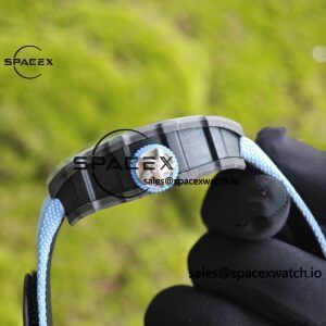 Richard Mille RM53-01 Polo Tourbillon, Integrated Movement, 1:1 Customized Imported Carbon Fiber Case, Paired with Blue Canvas Strap, Velcro Buckle - Image 9