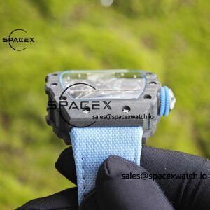 Richard Mille RM53-01 Polo Tourbillon, Integrated Movement, 1:1 Customized Imported Carbon Fiber Case, Paired with Blue Canvas Strap, Velcro Buckle - Image 11