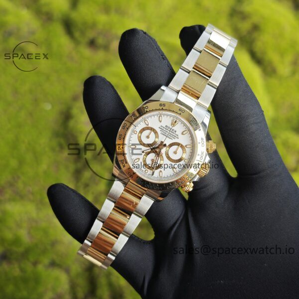 Rolex Daytona 116503 white dial, improved GEN dial, pointer, mirror, outer ring, crown, strap, genuine seven piece set, Dandong 4130 movement - Image 4